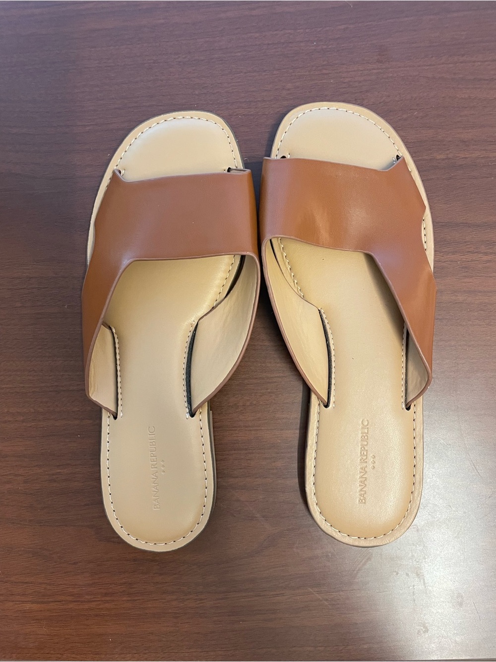 Banana Republic Brown Leather Slide Sandals - Picture 2 of 4